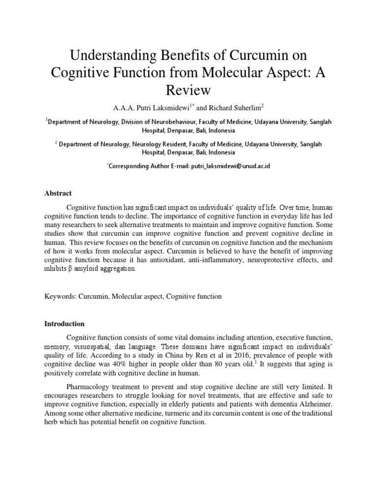 Understanding the Molecular Mechanisms Through Which Curcumin May