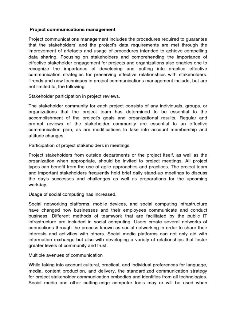 Project Communications Management Strategies | PDF | Communication ...