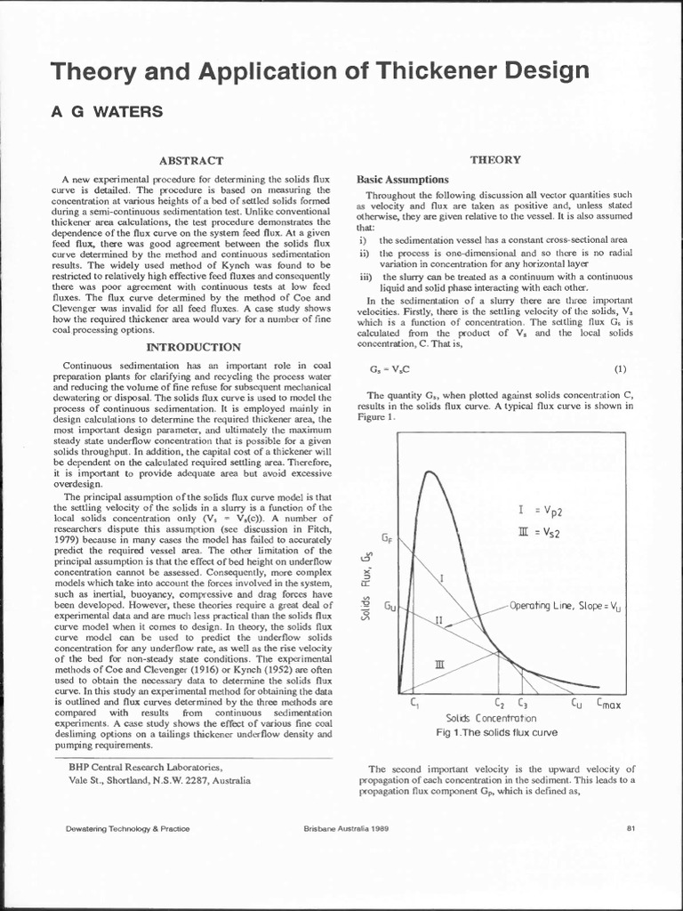 Thickener Design 1 PDF Physical Sciences Chemistry
