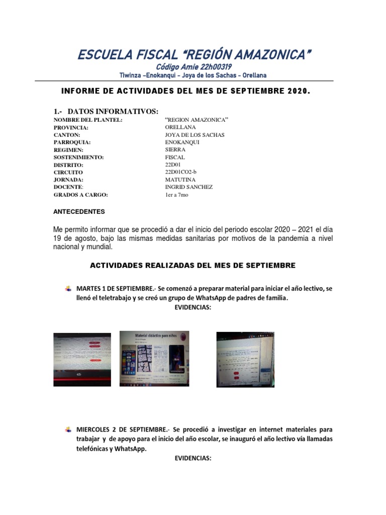 Informe Septiembre 2020 Tiwinza | PDF