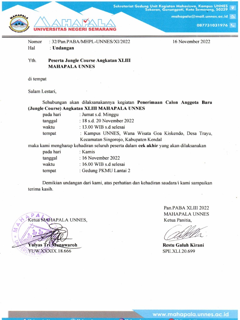 32 Surat Undangan Kegiatan Dan Cek Akhir | PDF