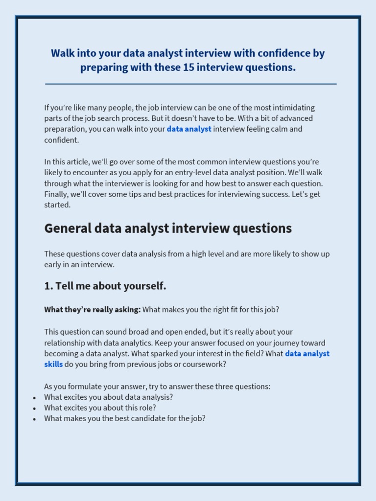 Data Analyst Interview Question and Answer Download Free PDF Data