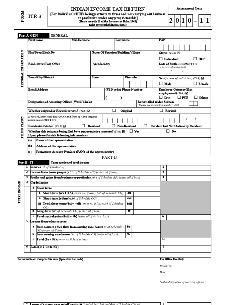 ITR-3 Form for Individual Partners | PDF