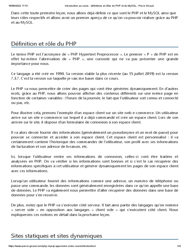 Définitions et Rôles de PHP et MySQL | PDF | PHP | MySQL