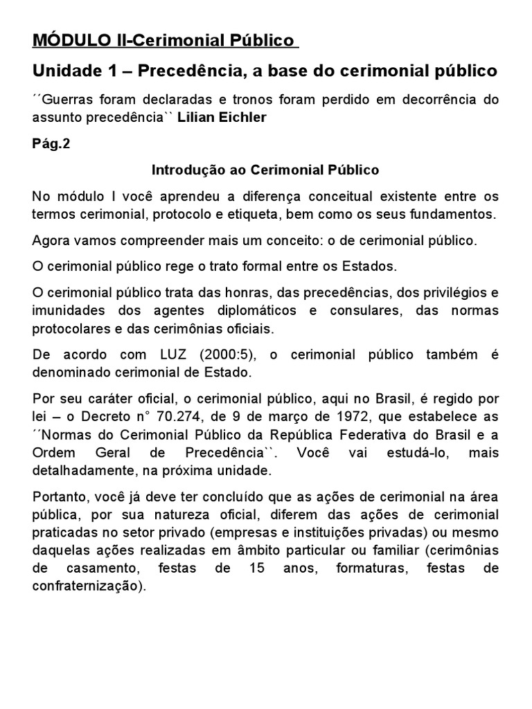 Normas de Precedência no Cerimonial Público | PDF | Brasil | Estado