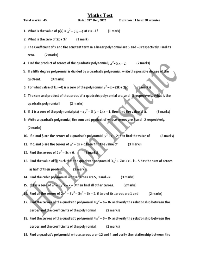 Test of Maths | PDF