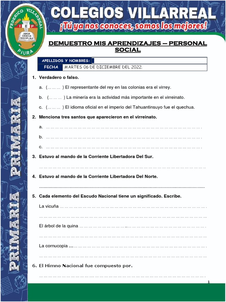 06-12-2021 - EXAMEN DE PERSONAL SOCIAL - 3er Grado 2021 | PDF