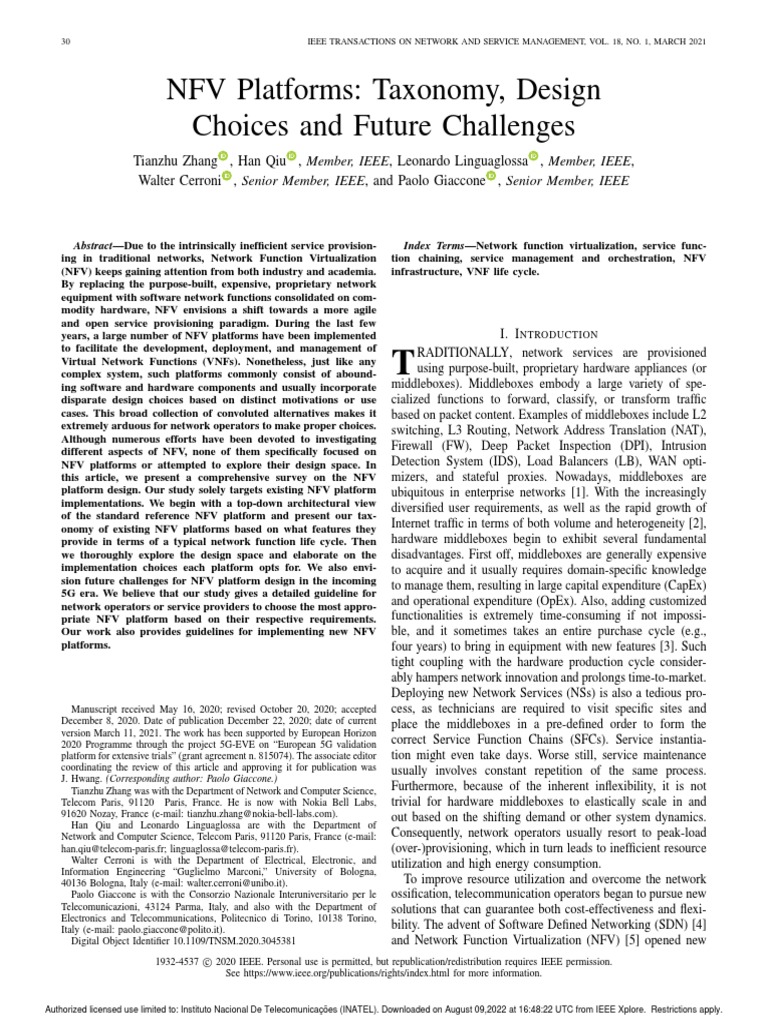 NFV Platforms Taxonomy Design Choices and Future Challenges PDF