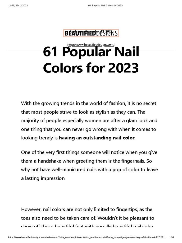 61 Popular Nail Colors For 2023 PDF Nail (Anatomy) Human Skin Color
