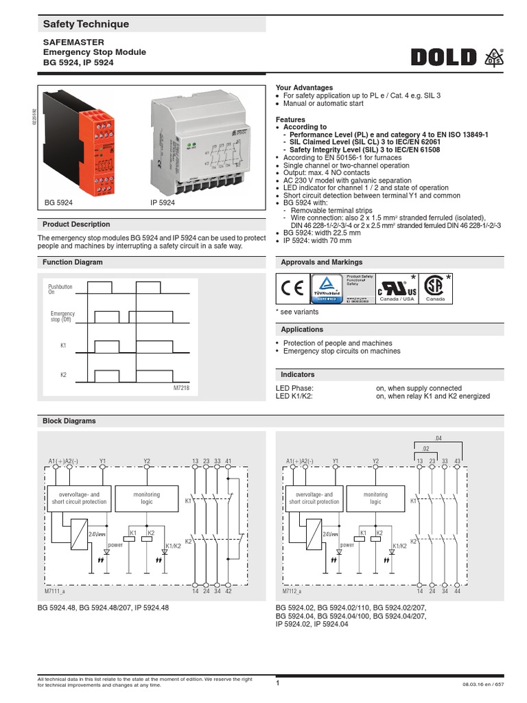 SIL3 Emergency Stop Modules Overview | PDF | Alternating Current ...