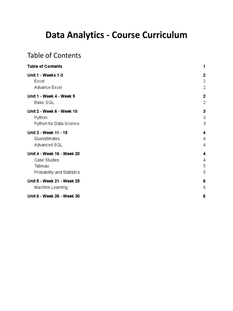 Data Analytics Course Curriculum Overview | PDF | Probability ...