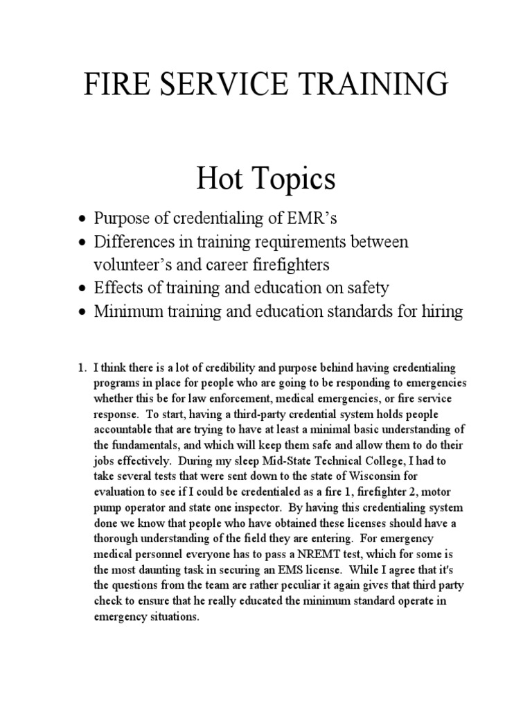Fire Service Training 1 PDF Firefighter Fire Department