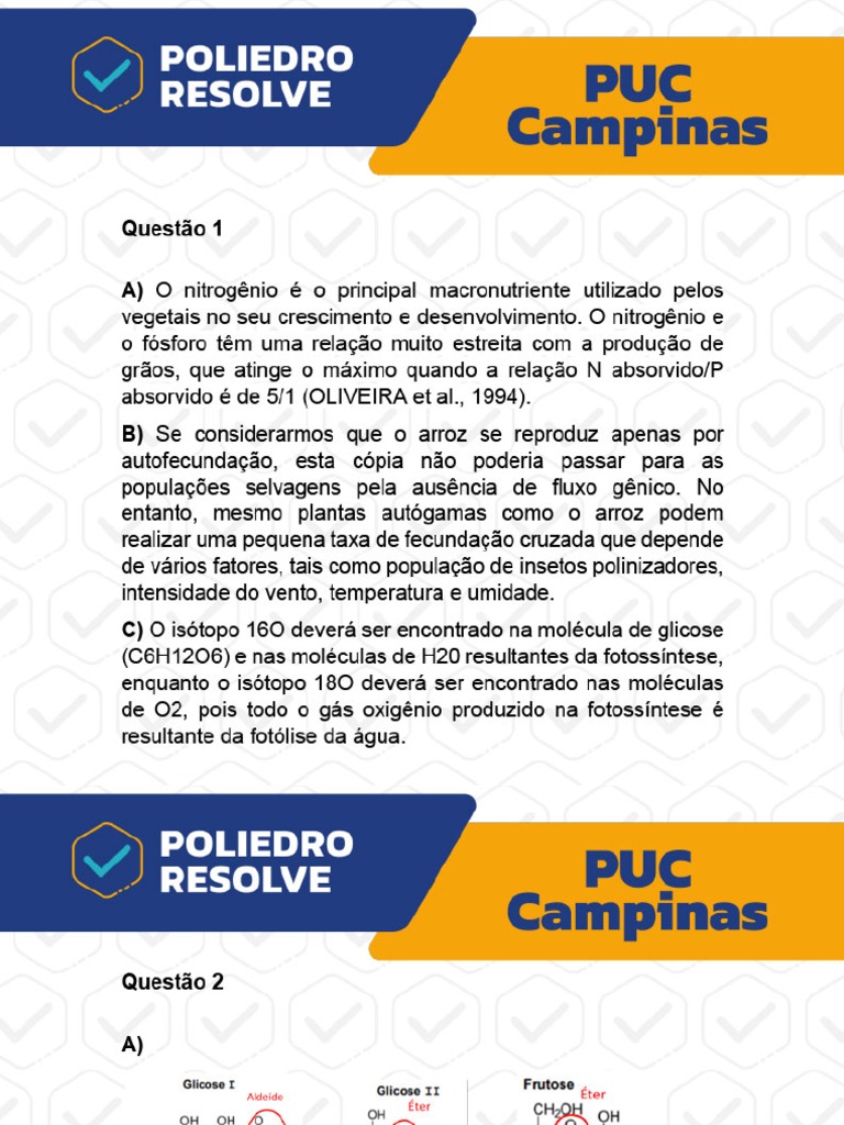 PUC CAMPINAS 2023 - Resoluções - Prova Geral - Medicina | PDF