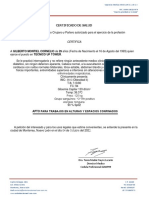 Certificado de Salud Gilberto Montiel