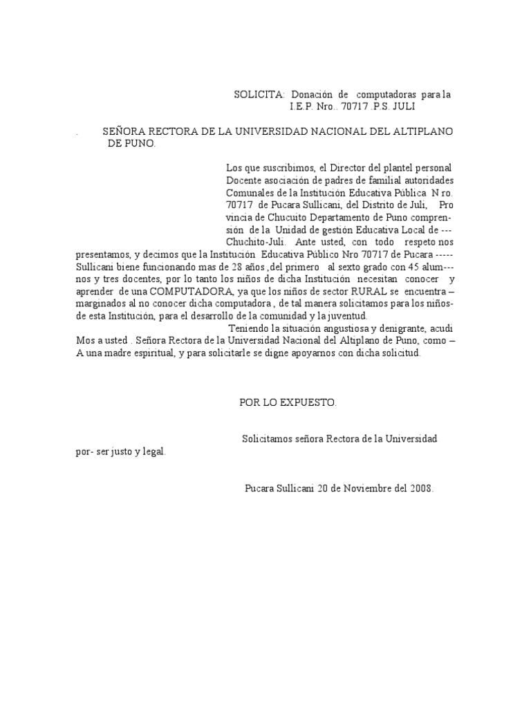 Solicitud de Donación de Computadoras | PDF