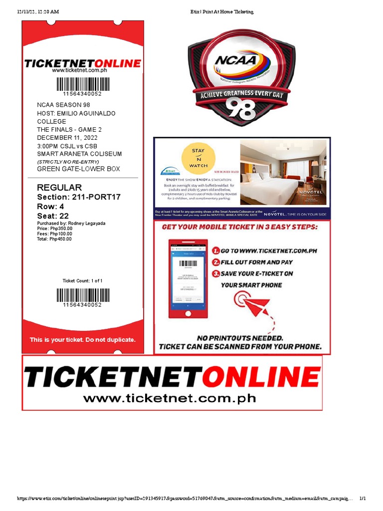 Etix Print at Home Ticketing PDF