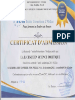 Certificat D'Admission: VZ Institut Universitaire Abidj