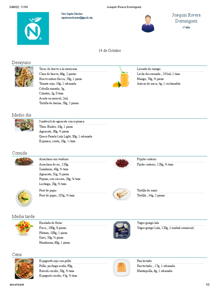 Menú diario de comidas saludables | PDF | Comida y bebida | Cocina ...