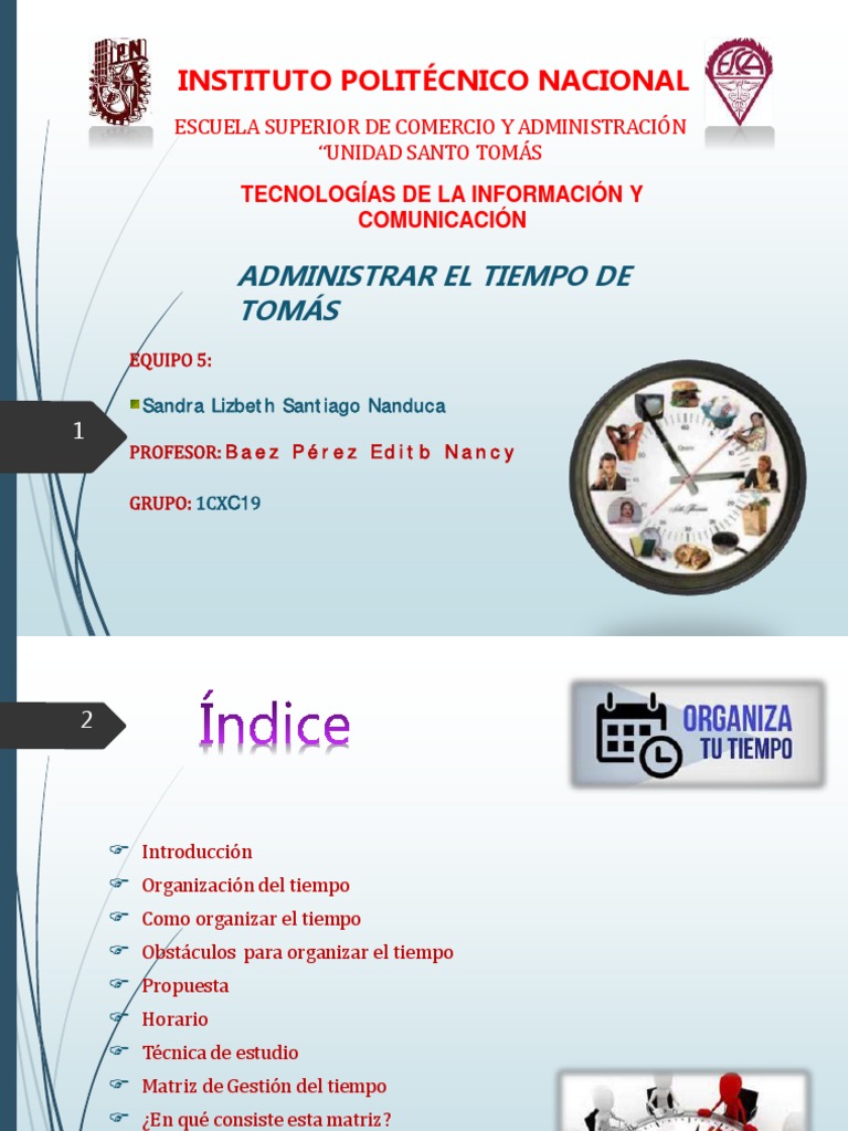 Instituto Politécnico Nacional: Administrar El Tiempo de Tomás | PDF ...