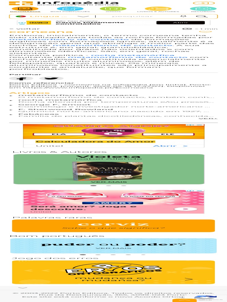 Corneana Infopédia PDF Geociências Rochas