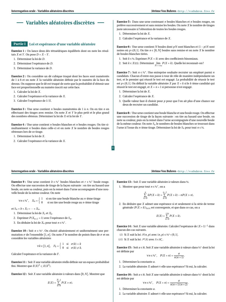 Variables Aleatoires Discretes | PDF | Espérance mathématique ...