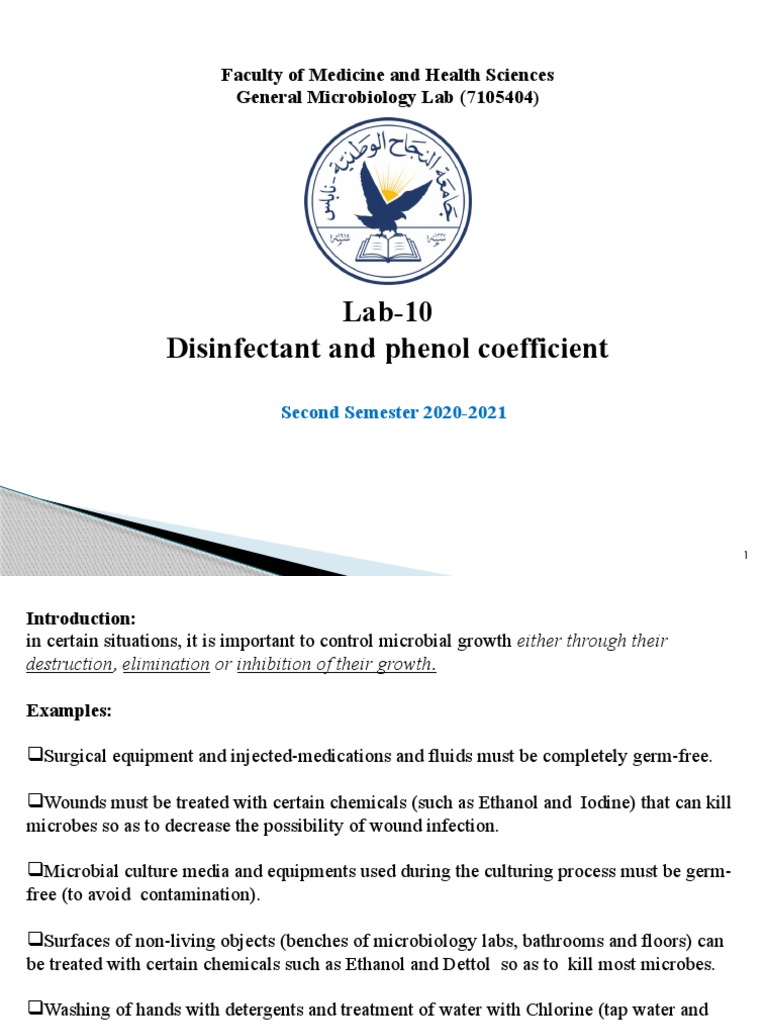 LAB 10 Disinfectant and Phenol Coefficient 2nd 20202021 PDF