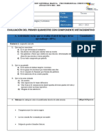 1er EVALUACIÓN DE LL CON 6to OMPONENTE METACOGNITIVO