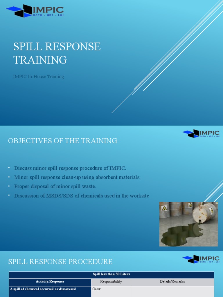 Spill Response Training PDF Personal Protective Equipment Safety