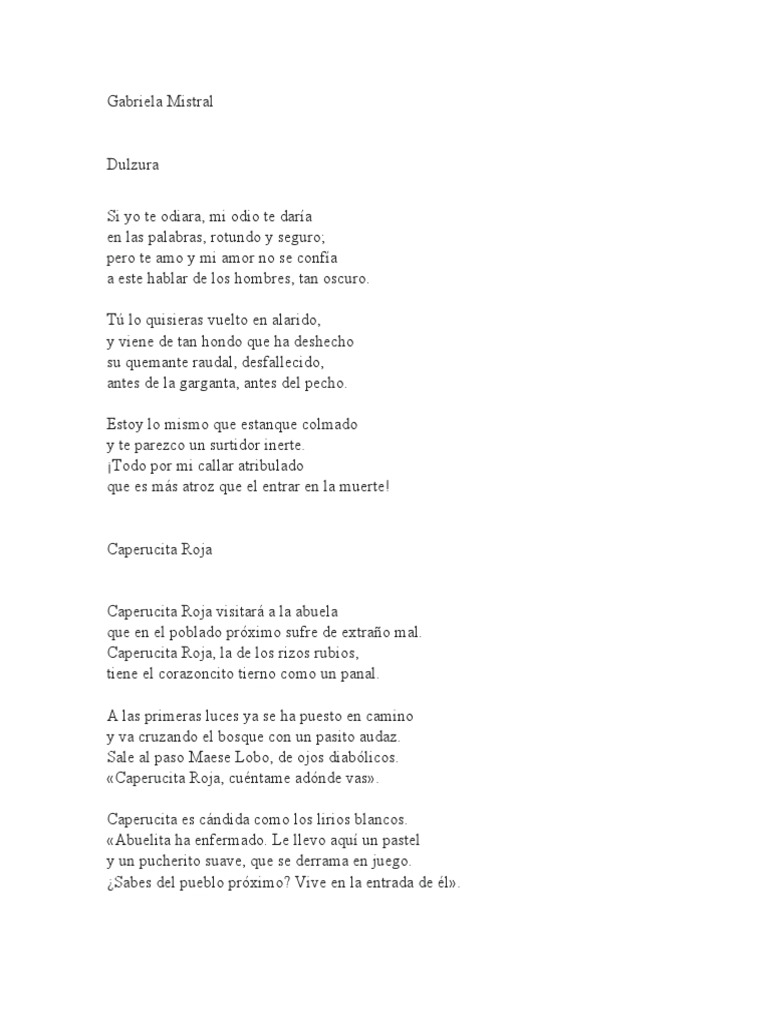 Poemas de Mistral y Storni | PDF | Caperucita Roja | Lobos