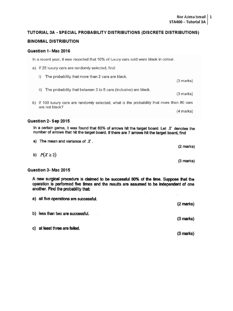 Tutorial 3a-Binomial | PDF