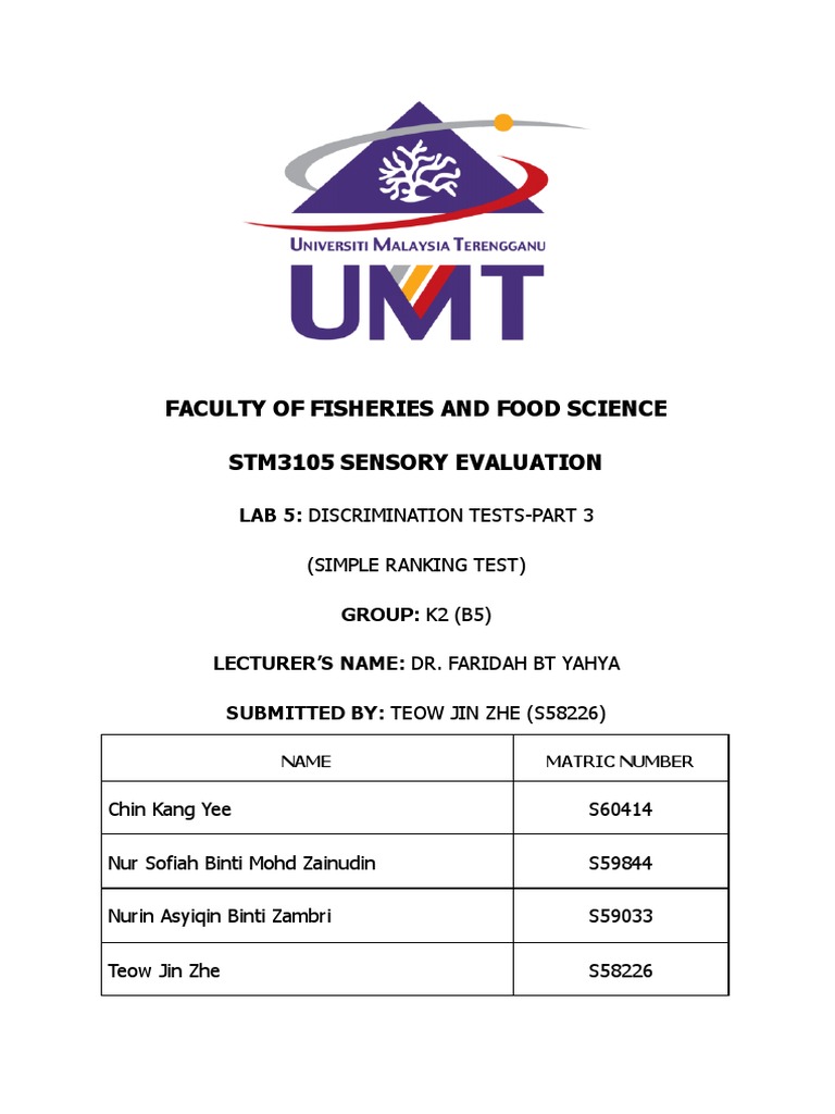 Simple Ranking Test of Turmeric Powder | PDF | Statistics | Evaluation ...