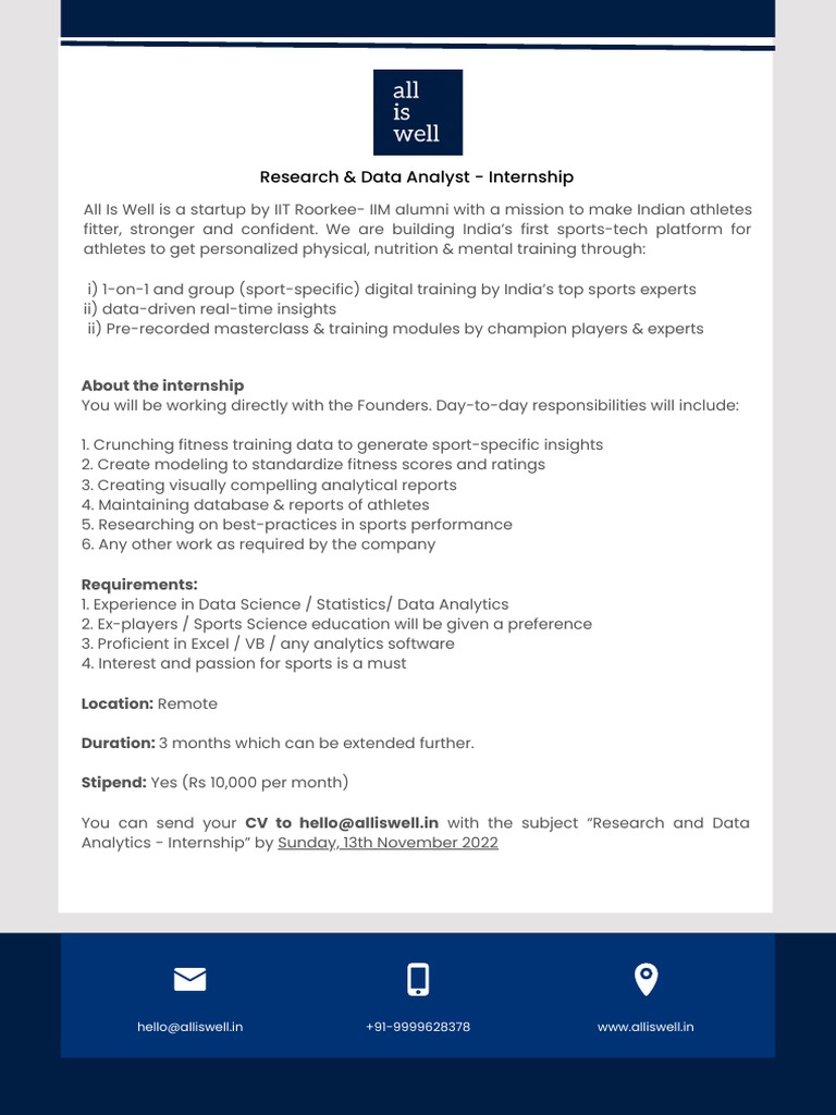 Sports Data Analyst Internship | PDF