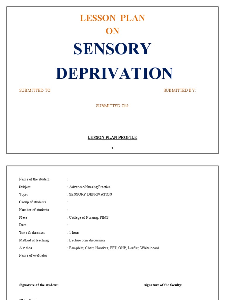 Understanding Sensory Deprivation: A Lesson on the Impact of Decreased Sensory Input PDF