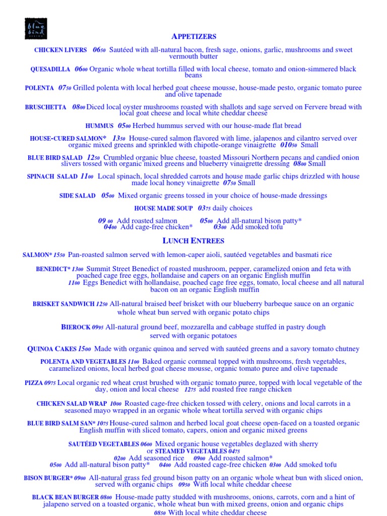 Lunch Menu | PDF | Cooking, Food & Wine