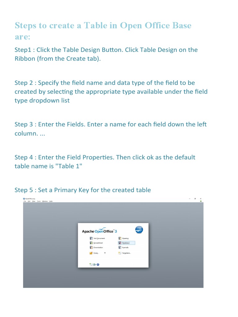 Create Tables, Queries, Reports in OpenOffice Base | PDF | Computers