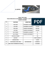 Chennai Metro Rail Timetable