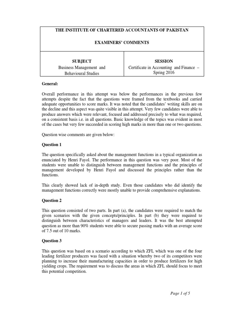 Business Management Behavioural Studies Pdf Information