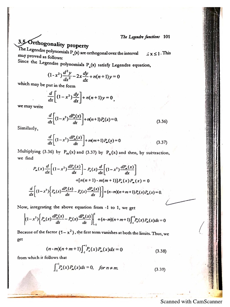 Orthogonality Condition For Legendre Polynomial PDF