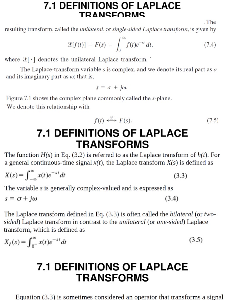 Laplace Transforms of Common Signals: Properties, Examples and ...