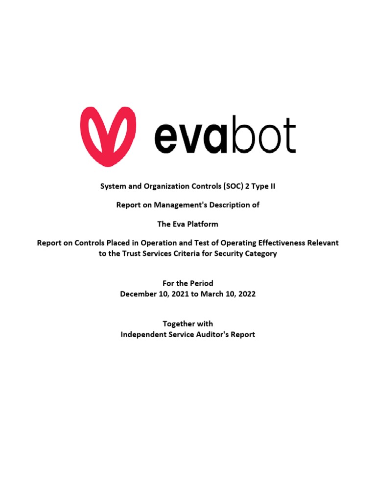 624881c9d428a2155a984d08 - EvaBot Inc. SOC2 Type II Report - Final ...