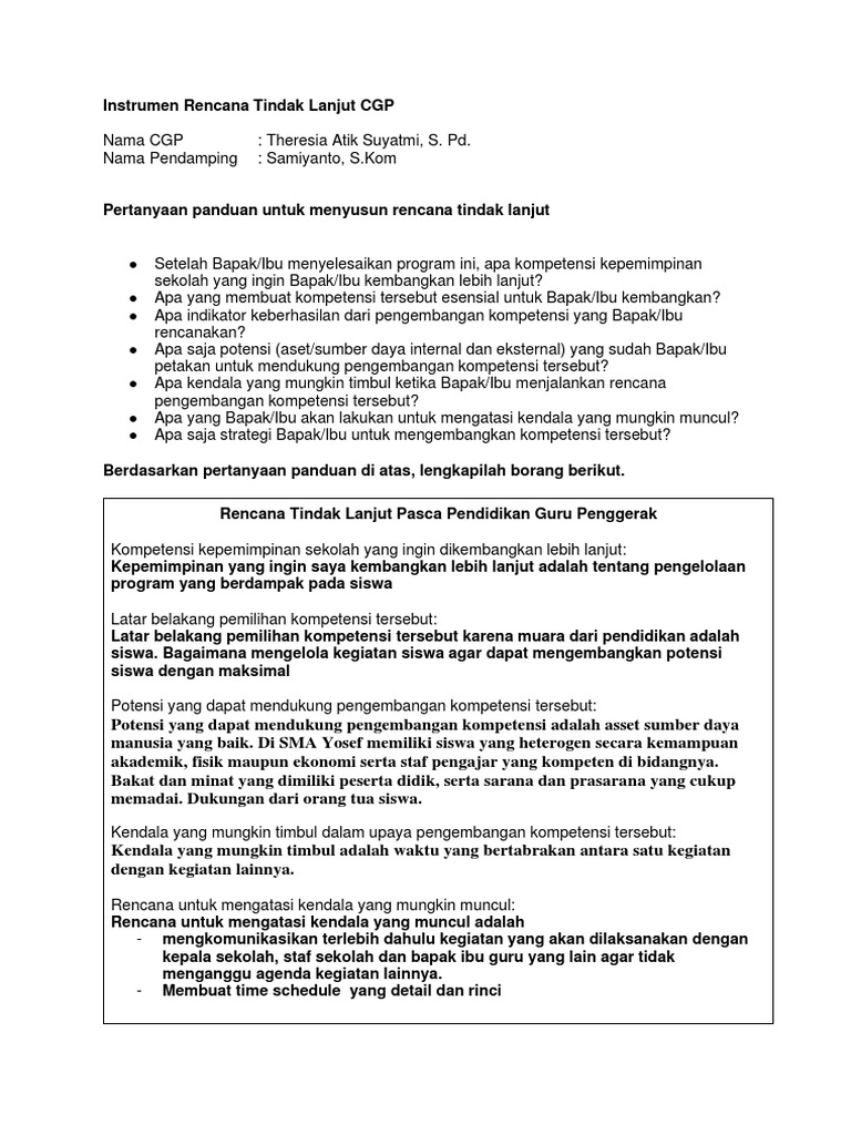 Rencana Tindak Lanjut Pengembangan Kompetensi | PDF | Karier & Perkembangan