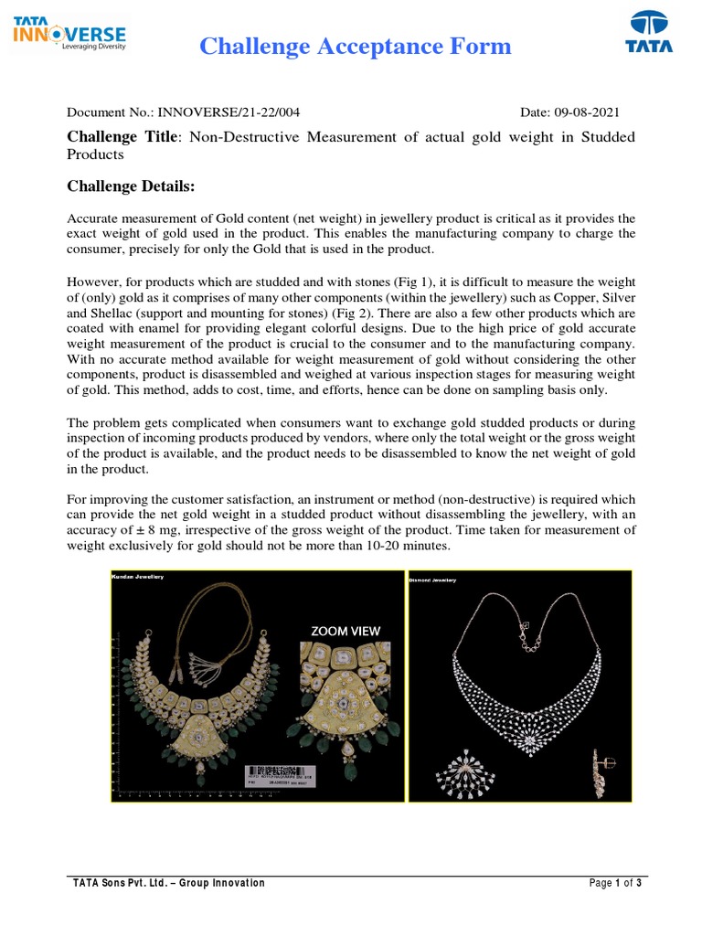 Non-Destructive Gold Weight Measurement | PDF | Gold | Weight