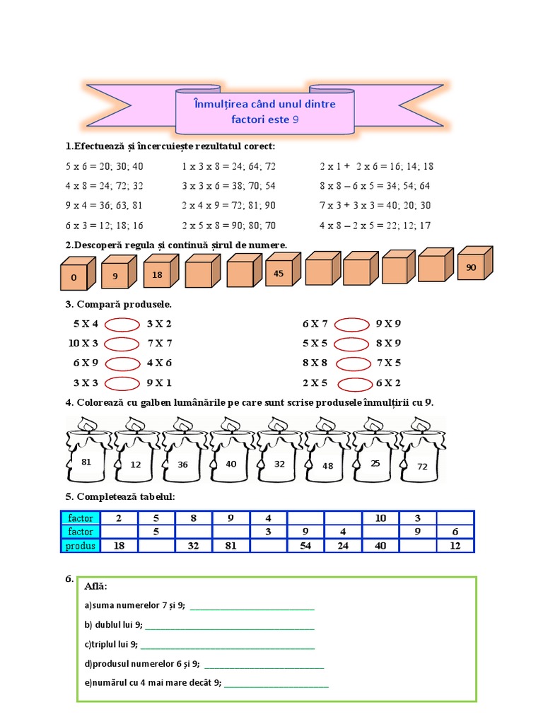 Inmultirea Cu 9 | PDF