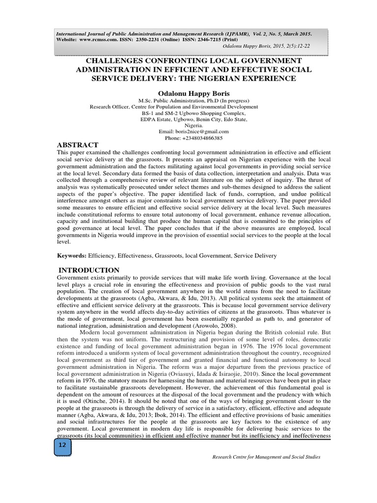 Challenges Confronting Local Government | PDF | Political Corruption ...