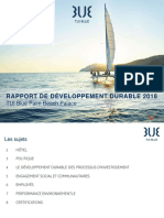 TUI BLUE Rapport de Developpement Durable 2018