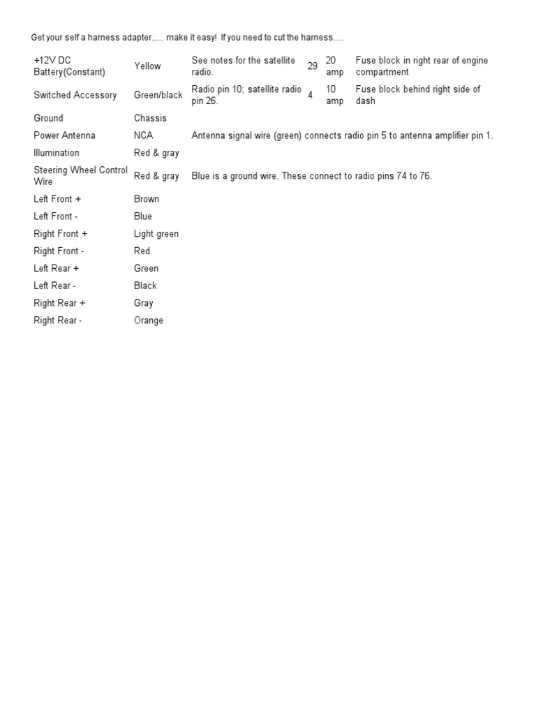 2006 Nissan Pathfinder Radio Wiring | PDF