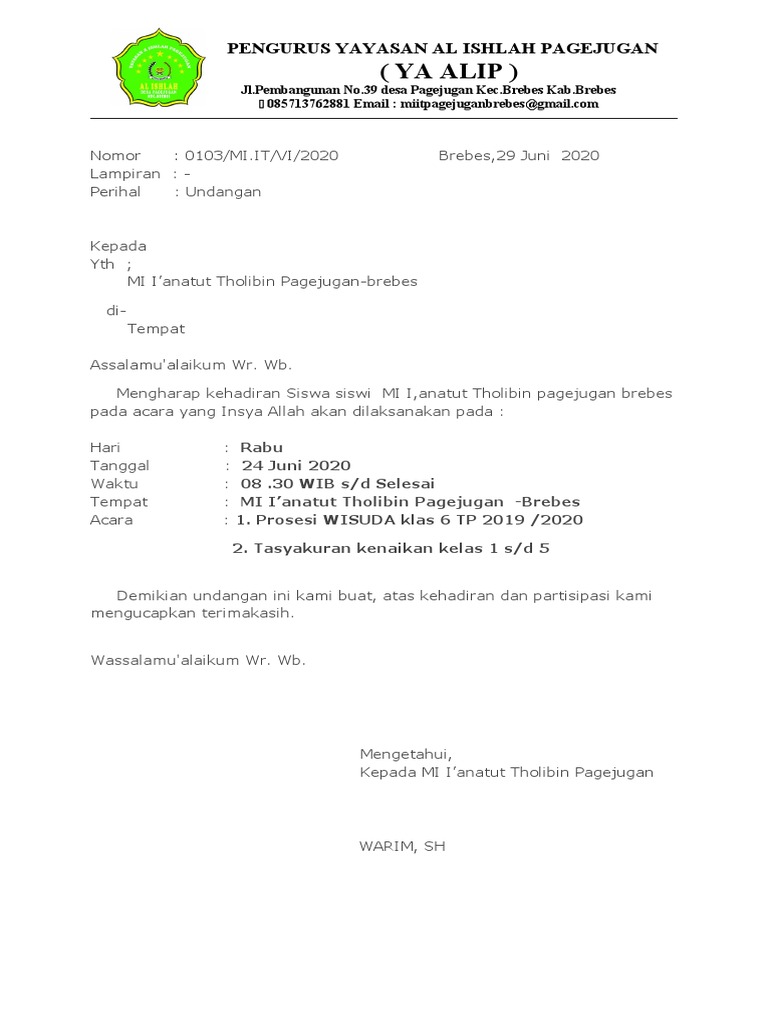 Surat Undangan Rapat Wali Murid | PDF