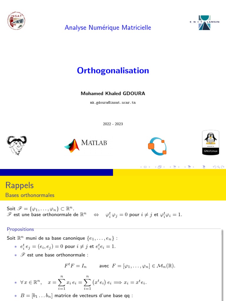 Orthogonalisation et Méthodes Numériques | PDF | Concepts mathématiques ...