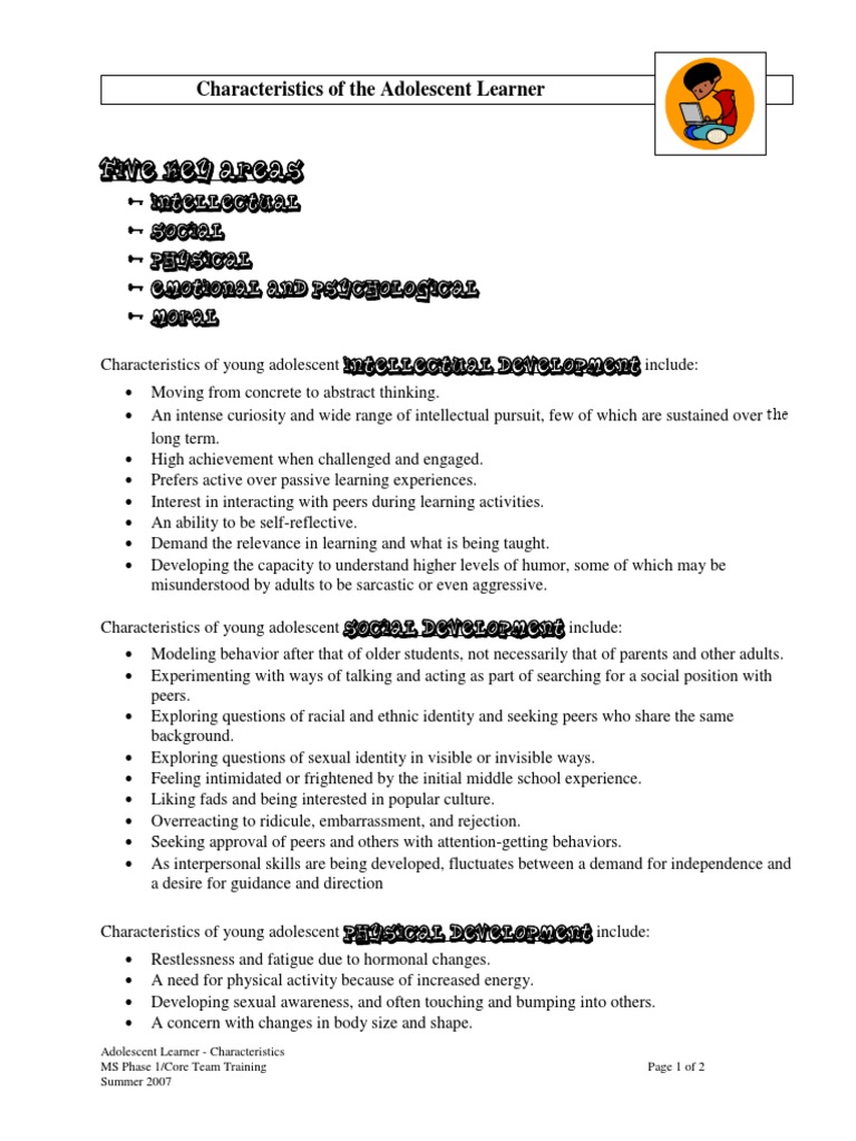 Characteristics of The Adolescent Learner | Download Free PDF