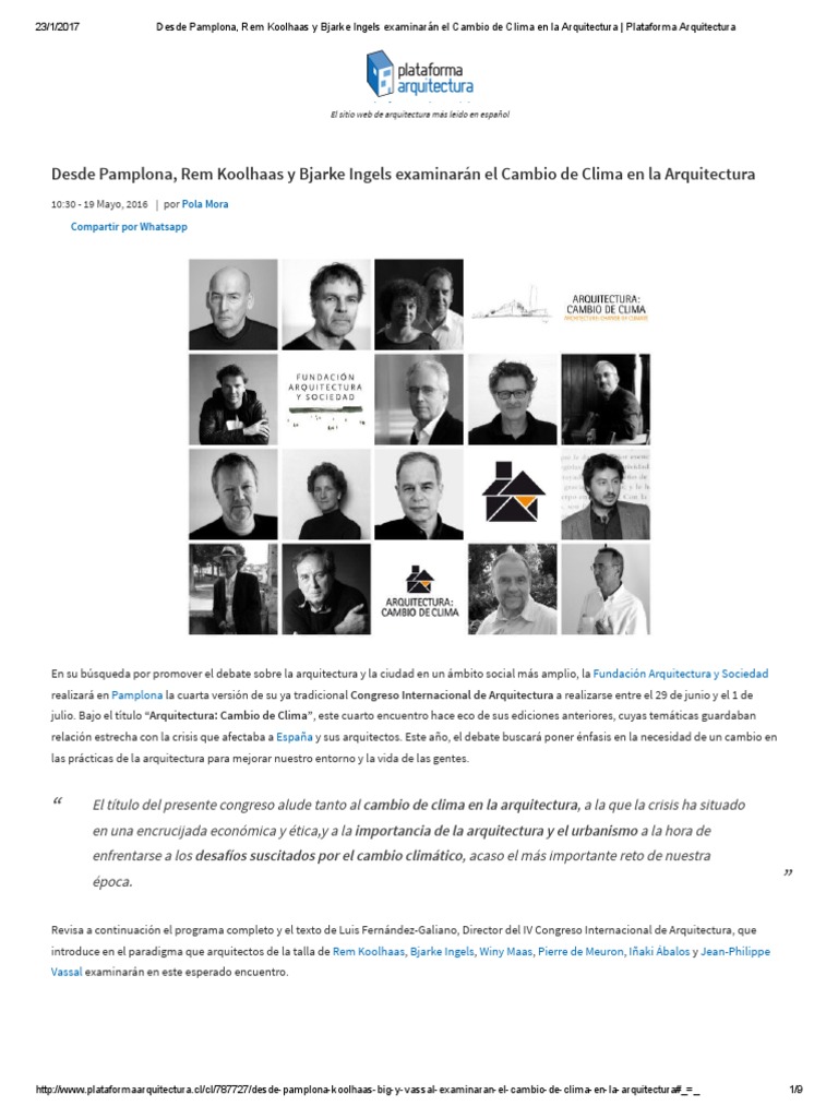 Desde Pamplona, Rem Koolhaas y Bjarke Ingels Examinarán PDF Arquitecto